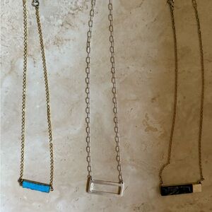 LOFT Gold and Silver Tone Bar Necklaces Set (2 gold and one silver( middle)